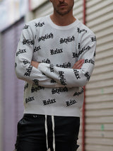 英字総柄ニット