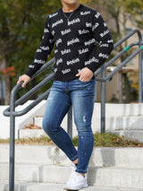 英字総柄ニット