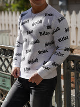 英字総柄ニット