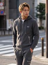 プレートニットジップパーカー