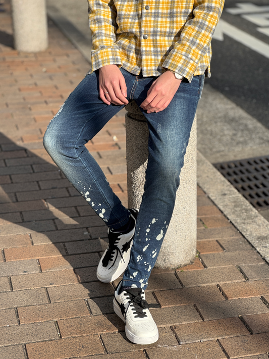 ロールアップペイントデニムパンツ【SALE】